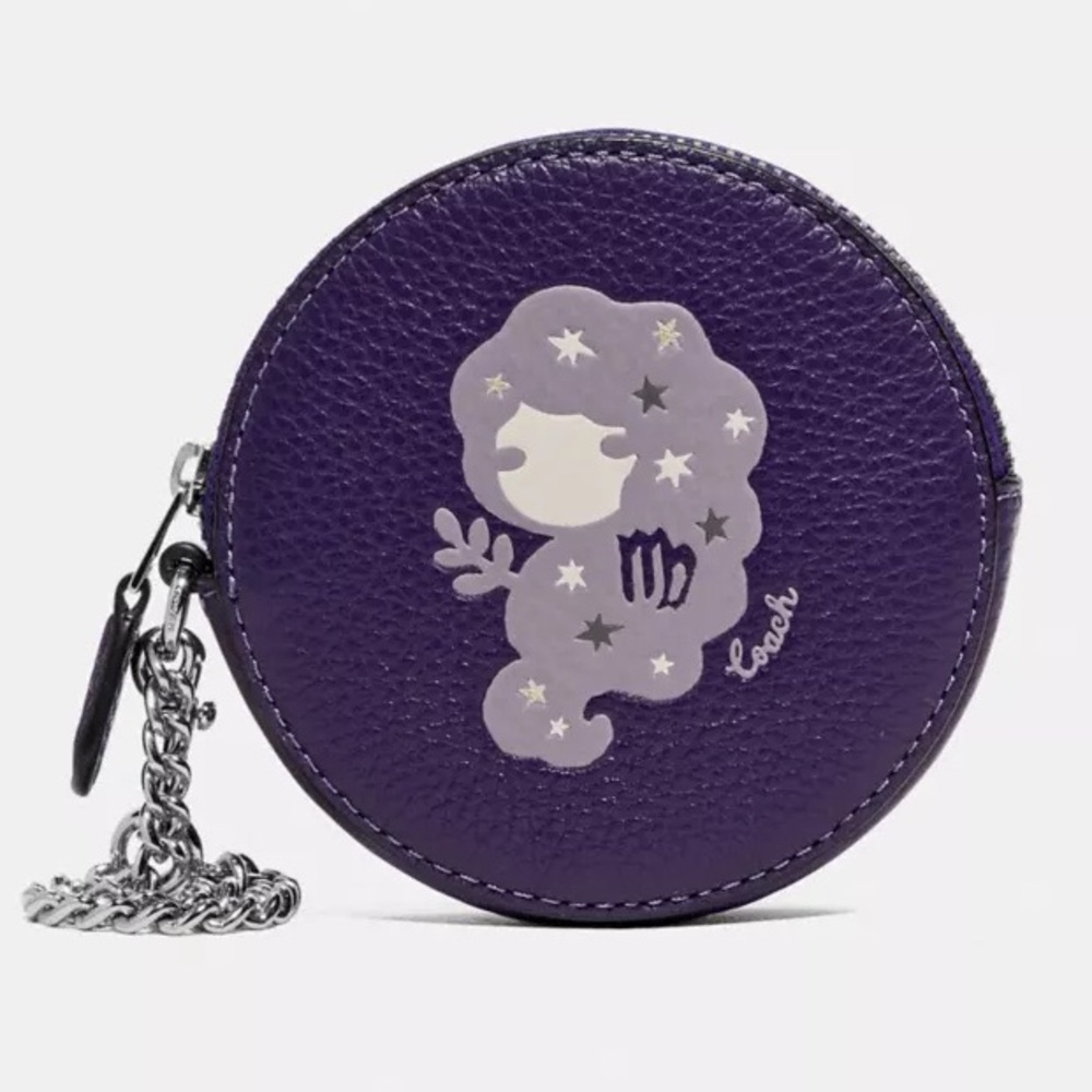 Coach Round Coin Case with Virgo